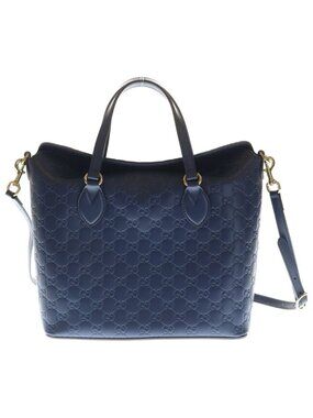 Gucci Guccissima Handbag Navy Leather